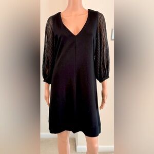Deep V-Neck Whimsigoth Witchy Romantic Puff Chiffon Sleeve Mini Dress Medium